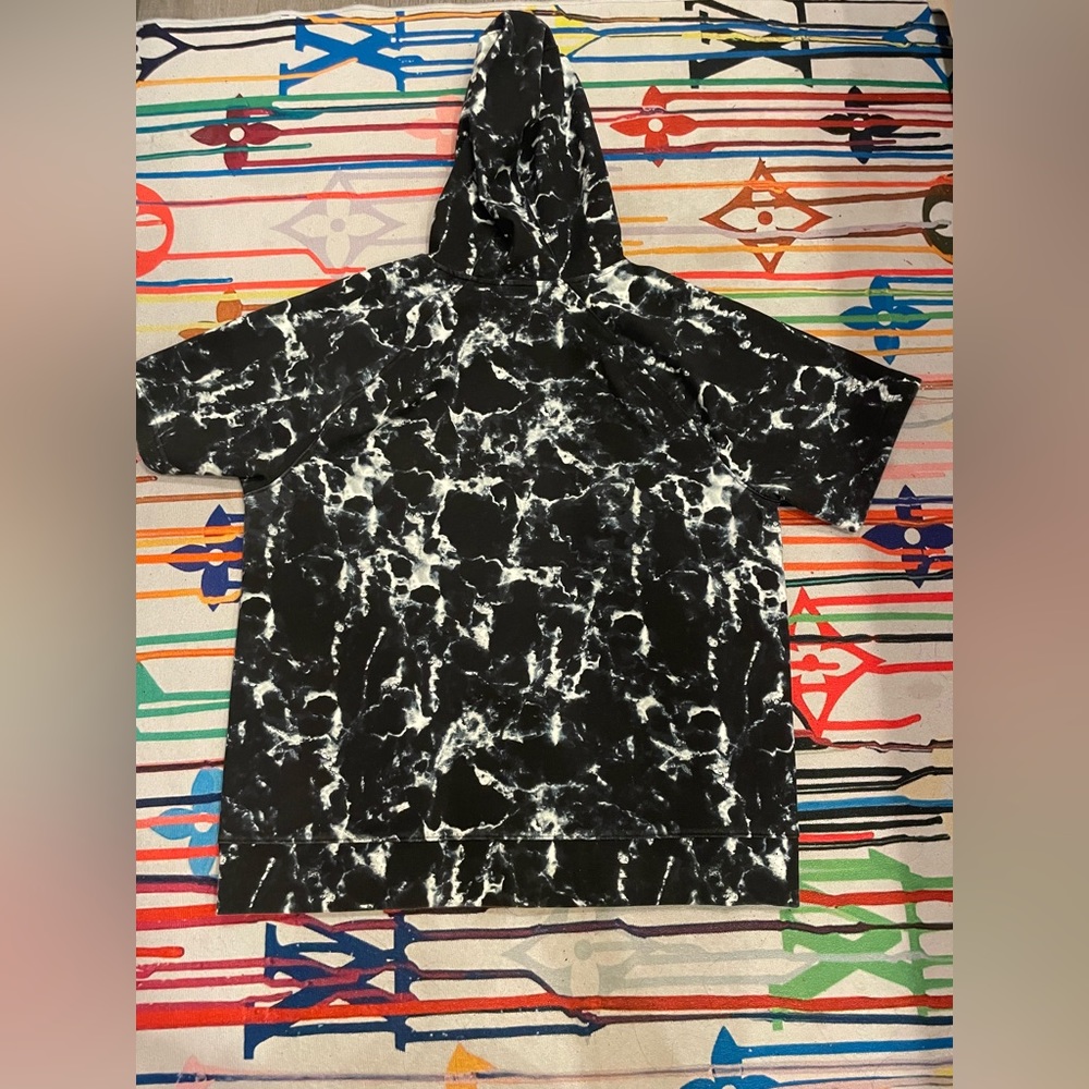 Old Navy Active Dynamic Fleece Black Print Popover Hoodie Sweatshirt